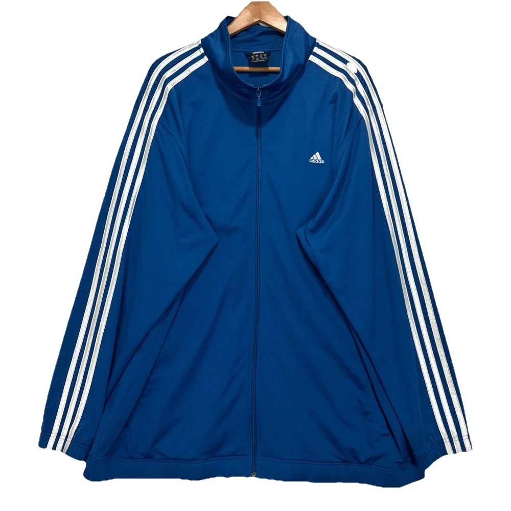 Adidas Climalite 3-Stripe Track Jacket Mens 2XL Blue Mesh Full Zip Mock Neck‎